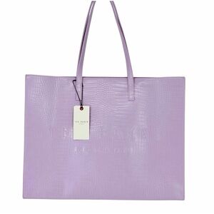NWT Ted Baker London Light Purple Violet Croc-Embossed Iconic Tote